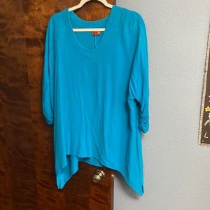 Oh my gauze three-quarter length ruffle sleeve top